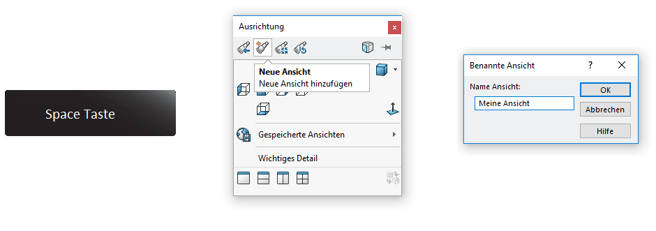Screenshots SOLIDWORKS Ansichten generieren - Allgemeine Shortcuts