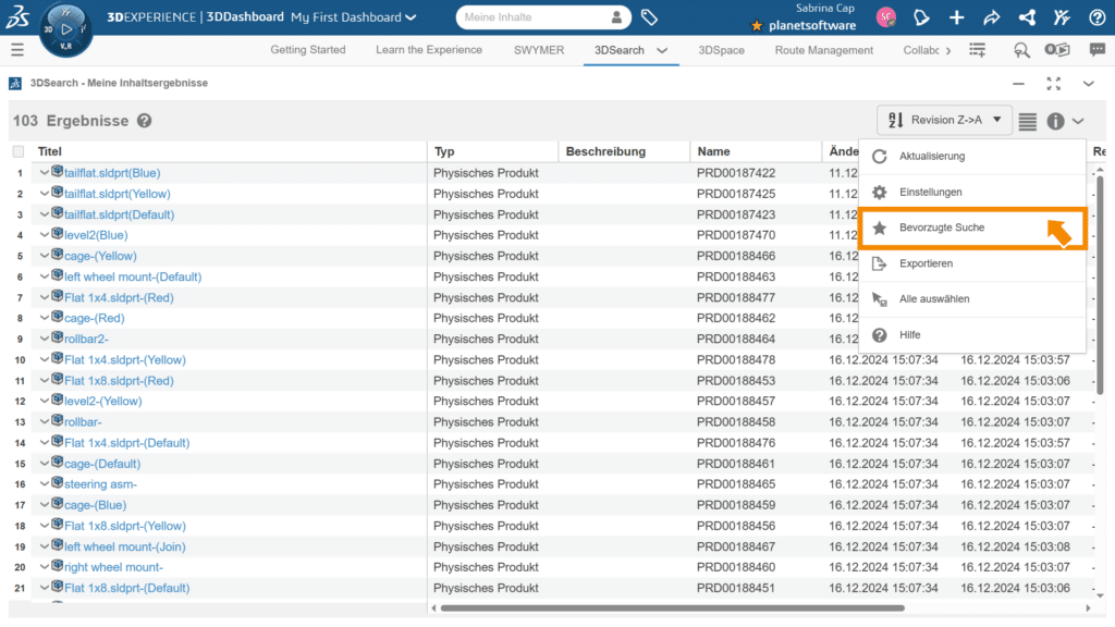 bevorzugte Suche als Favorit speichern